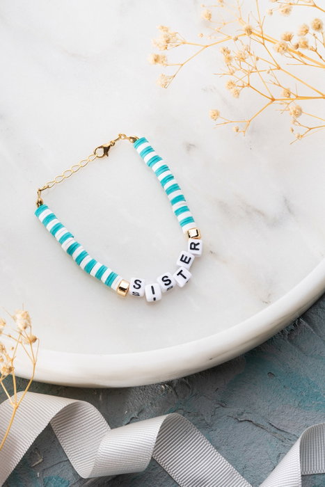 Heliophilia Silver Pulsera Verde y Blanco con Colgante de Aleación